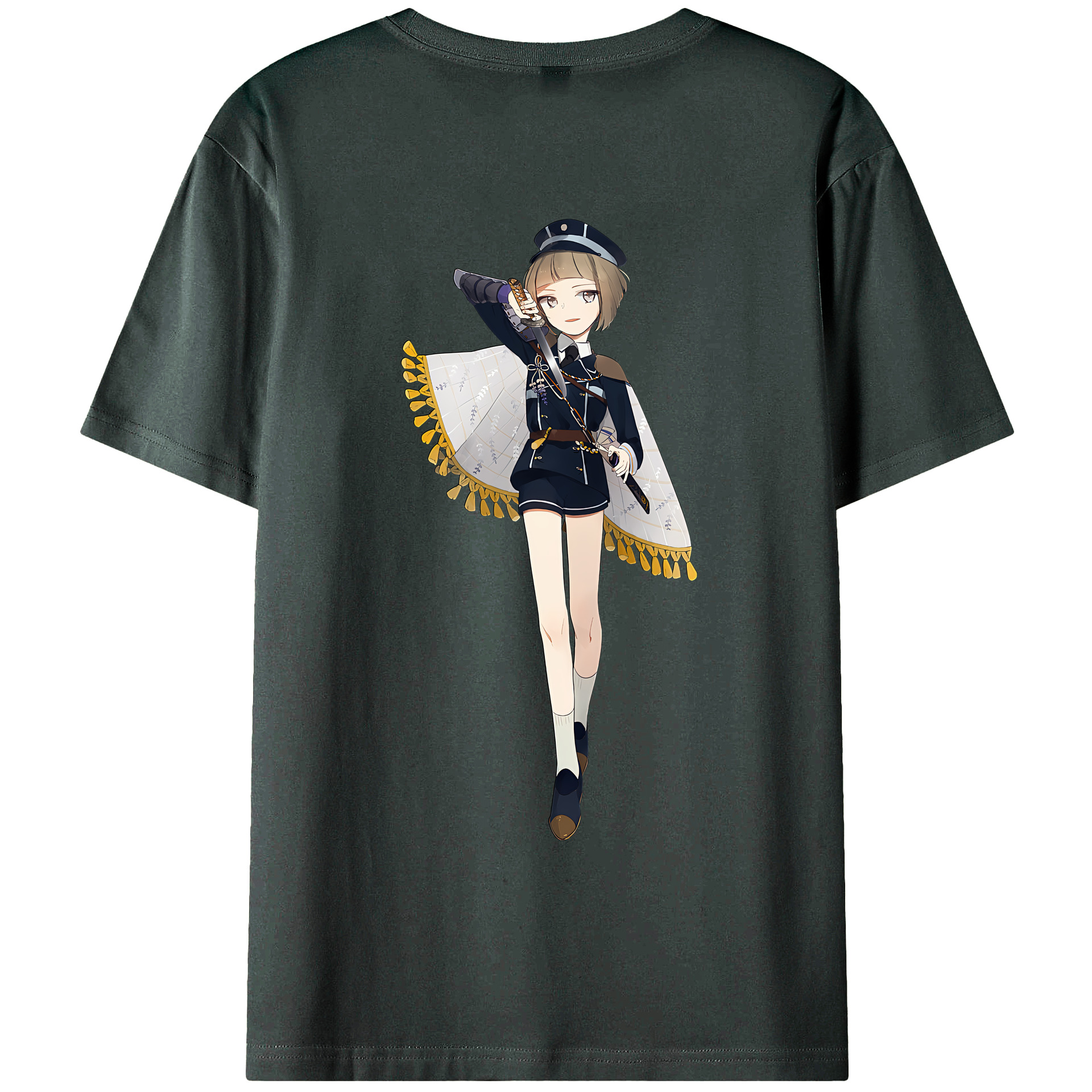 （画像用） 刀剣乱舞 Touken Ranbu 綿100％ メンズ半袖Tシャツ（バックプリント） 通気性